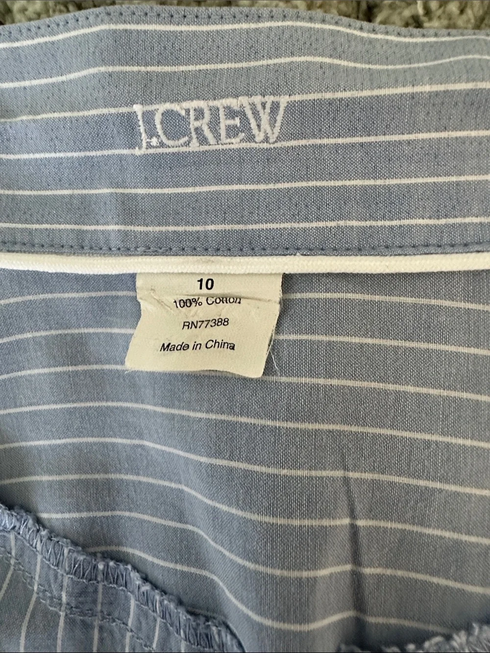 J. Crew Light Blue & White Striped Pleated Bib Blouse S/M
